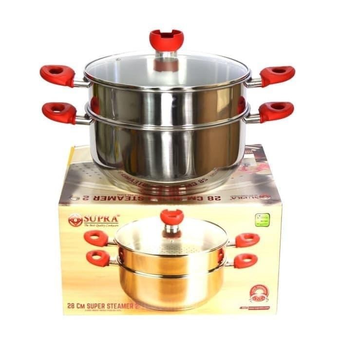 Panci Supra Stainless Kukus Super Steamer 28 Cm 2 Susun Langseng