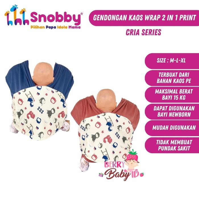 (TERLARIS) Snobby Gendongan Kaos Baby Wrap 2in1 Gendongan Bayi Posisi M-Shape (TERBAIK) (TERBARU)