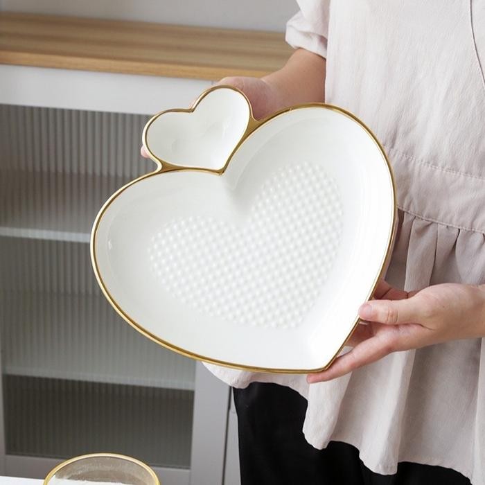 Piring Makan Love / Pea Shaped Dumpling Plate / Piring Dumpling / Piring Snacks Piring Bentuk Love