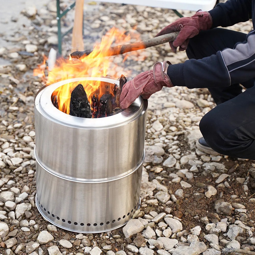 Portable Folding Camping Wood Stove Large Capacity Stainless Steel Picnic Wood Stove Multifunction C
