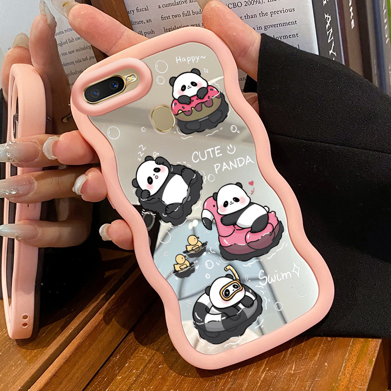 Casing HP Untuk OPPO A7 A5s A12 A12s A11K Case Panda lucu Macaron Softcase Silikon lunak Kasing Kesi