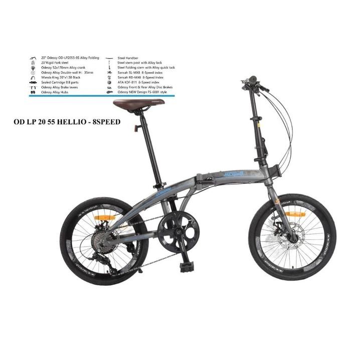 Sepeda Lipat Folding Bike 20 Odessy Hellio 8 Speed