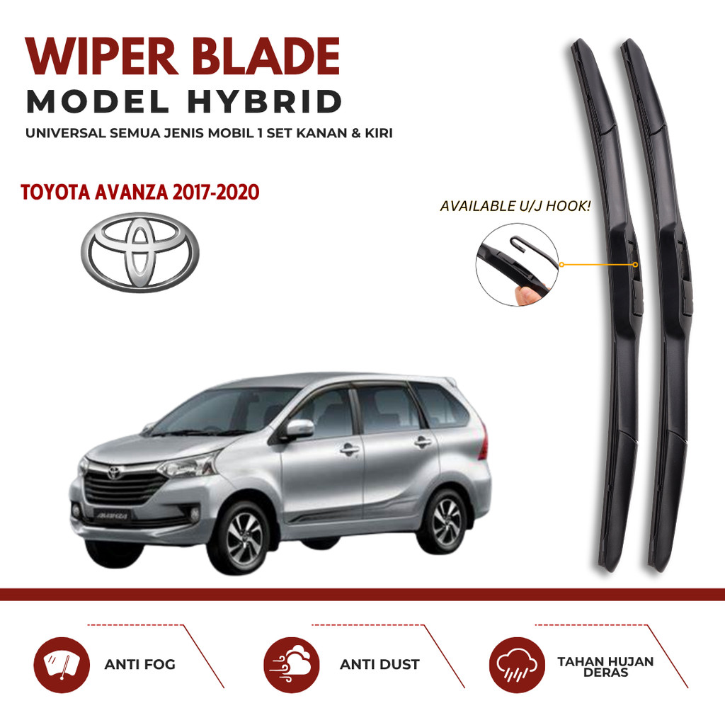 Wiper Mobil Toyota Avanza 2017-2020 Jenis Hybrid Satu Pasang Kiri Kanan