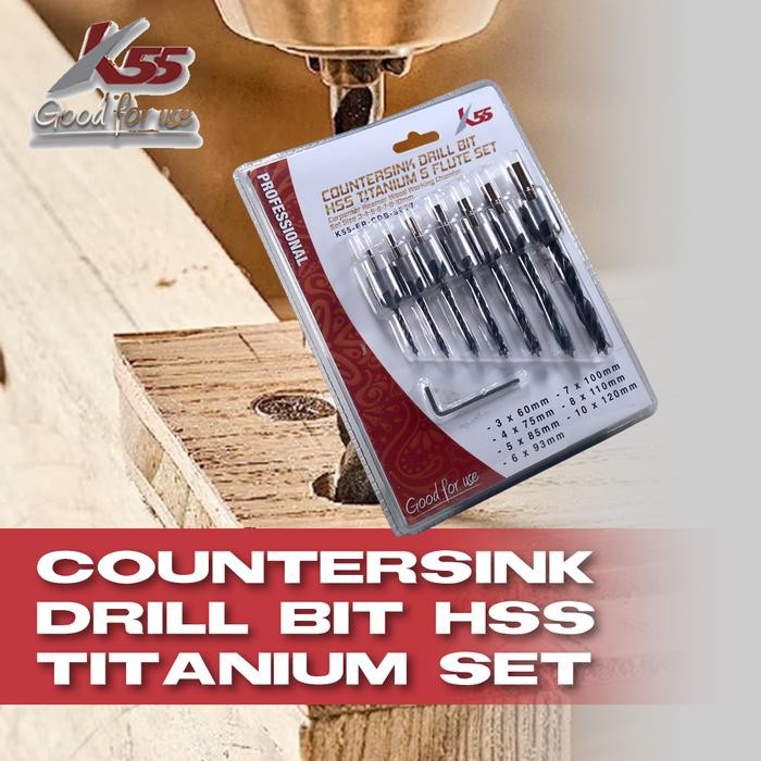 Dewalt Festool - K55 Mata Bor Countersink Hss Titanium Furnitur Kayu Set 7Pcs 3 - 10Mm