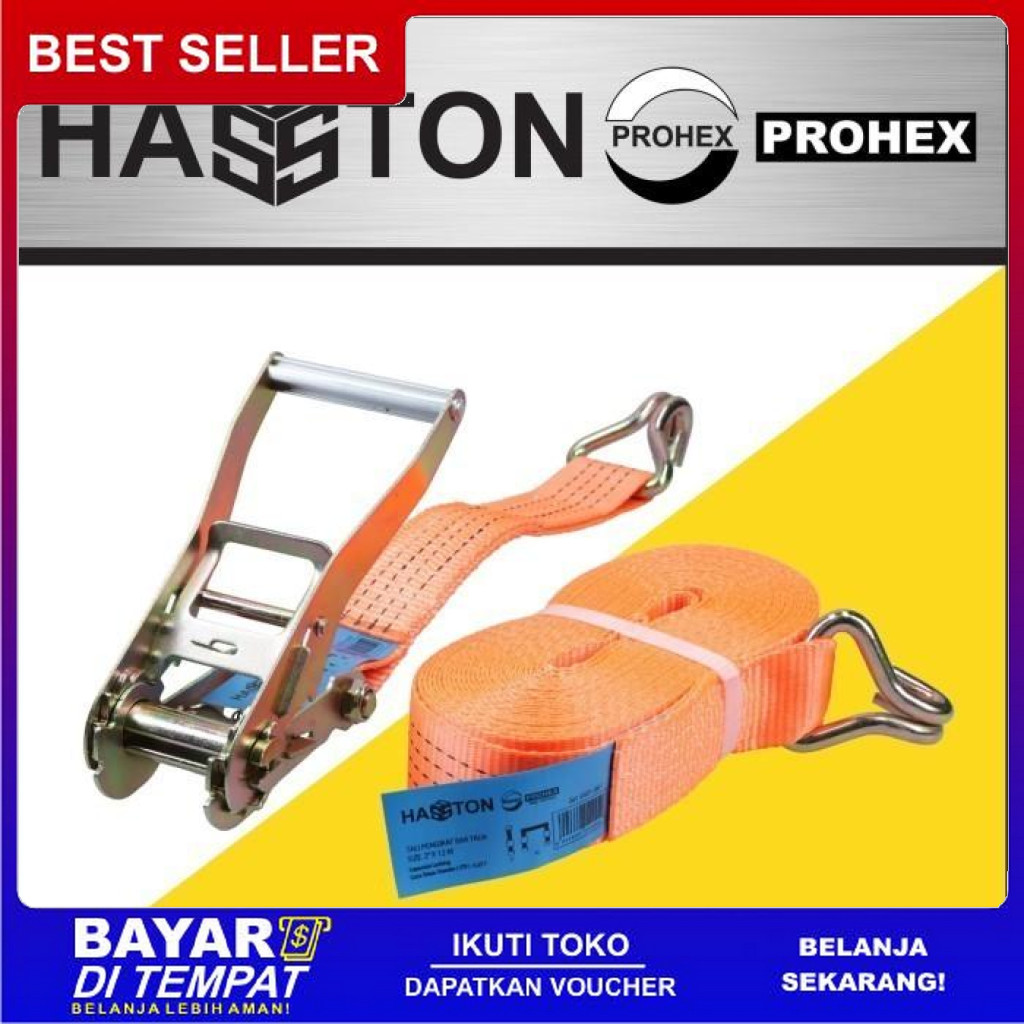 FREE ONGKIR HASSTON PROHEX TALI PENGIKAT TREK 1 INCH X 6 METER 4501-018 TRACK BELT BISA COD