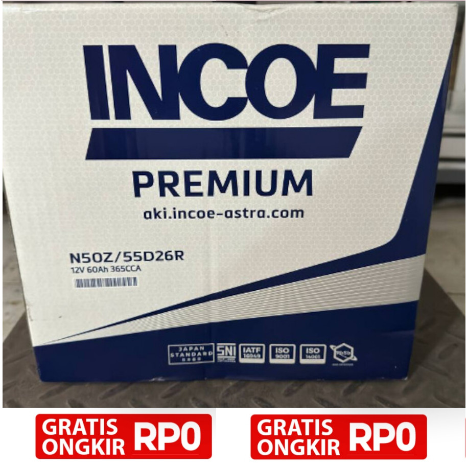 Aki Incoe N50Z / 55D26R Incoe Premium Original Asli 100%