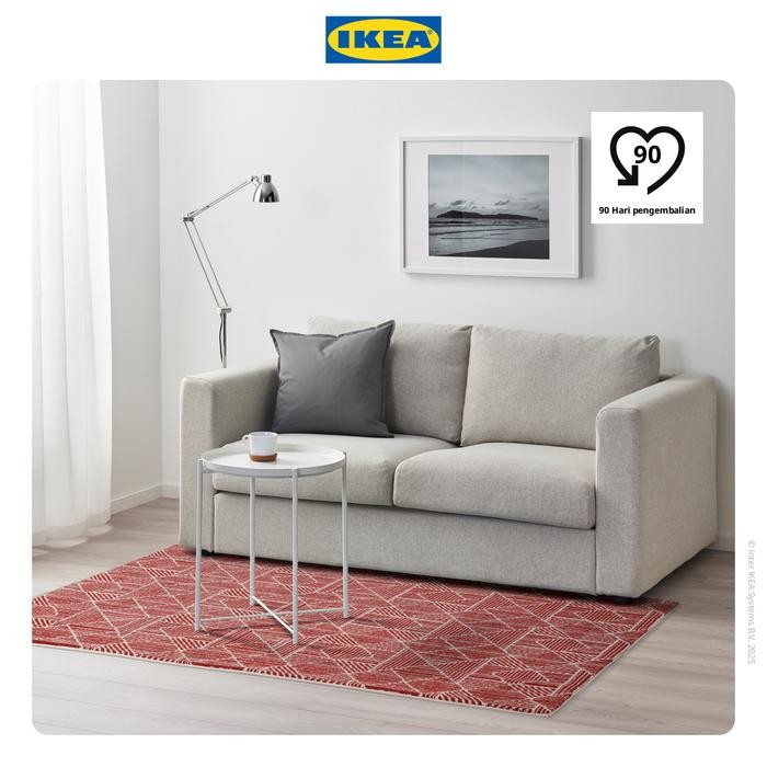 NEW IKEA AVLOPPSBRUNN Karpet Bulu Tipis Merah Geometris 120x180 cm