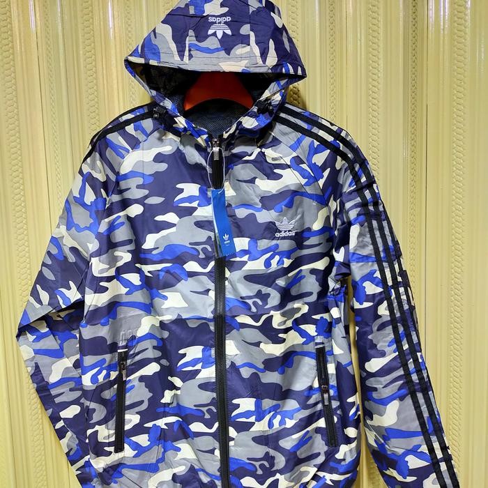 jaket loreng parasut running loreng waterproof imported