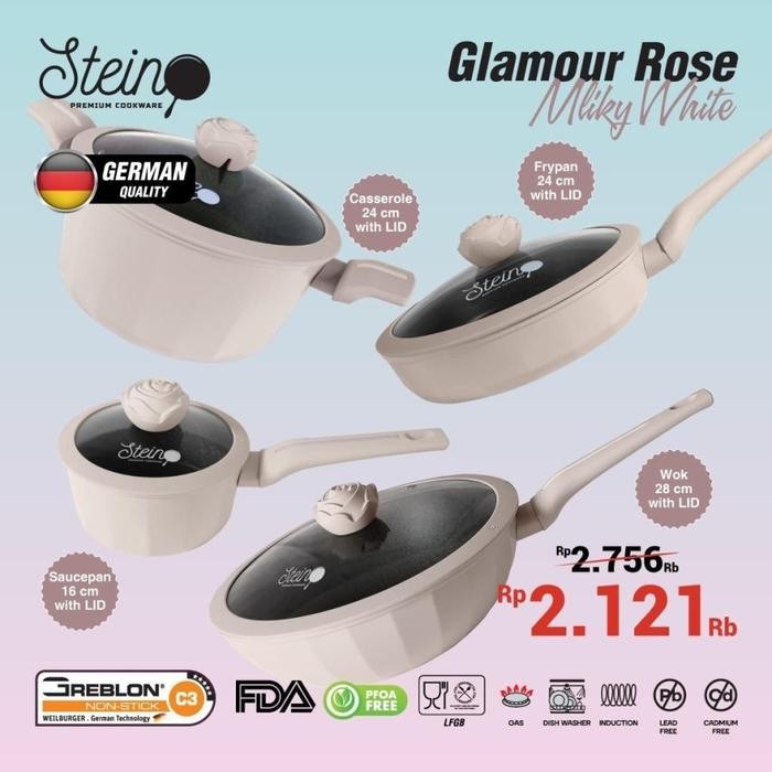 NEW Stein Cookware GLAMOUR ROSE Series 4 in 1 complete set