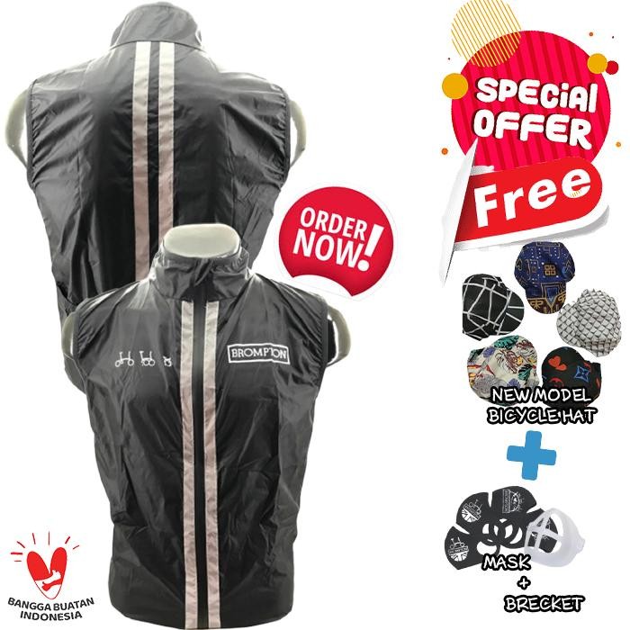 ROMPI SEPEDA LIPAT ROUTBIKE WINDBREAKER UNISEX BROMPTON OUTLINE WHITE