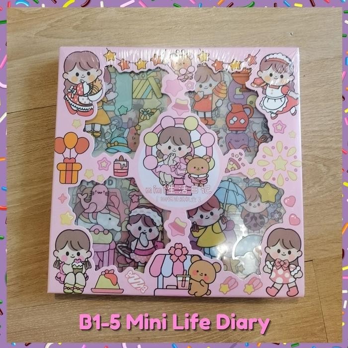 

Bandiaterra 100Pcs Stiker Kartun Anak / Gift Box Girl Cartoon Pet Sticker