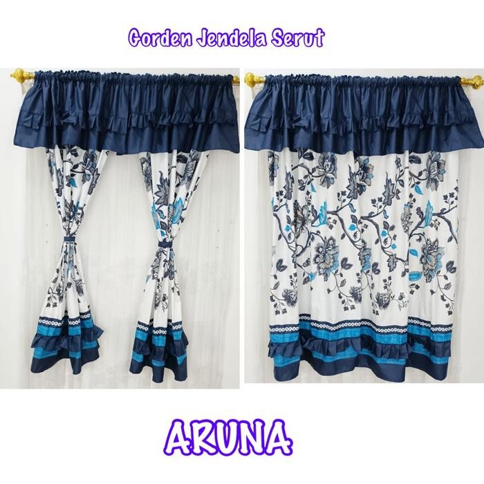 GORDEN JENDELA - HORDENG KAMAR AESTHETIC - KORDEN SERUT TINGGI 150 MOTIF BUNGA BIRU