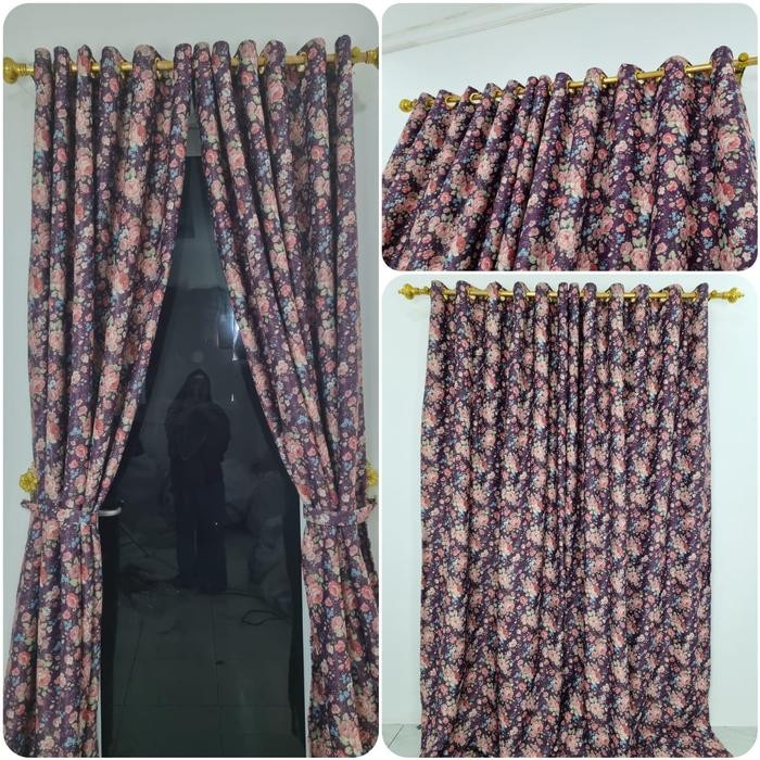 GORDEN RUANG TAMU - HORDENG RUANG TAMU MEWAH - KORDEN PINTU BLACKOUT MINIMALIS MOTIF BUNGA