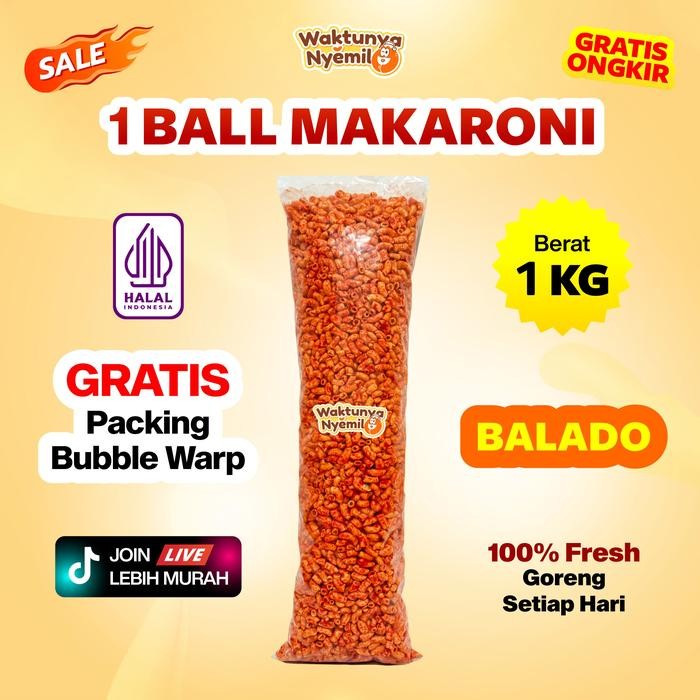 

1 BALL MAKARONI BANTAT 1KG RASA BALADO Food Snacks Pedas Crispy Camilan Keripik Makanan