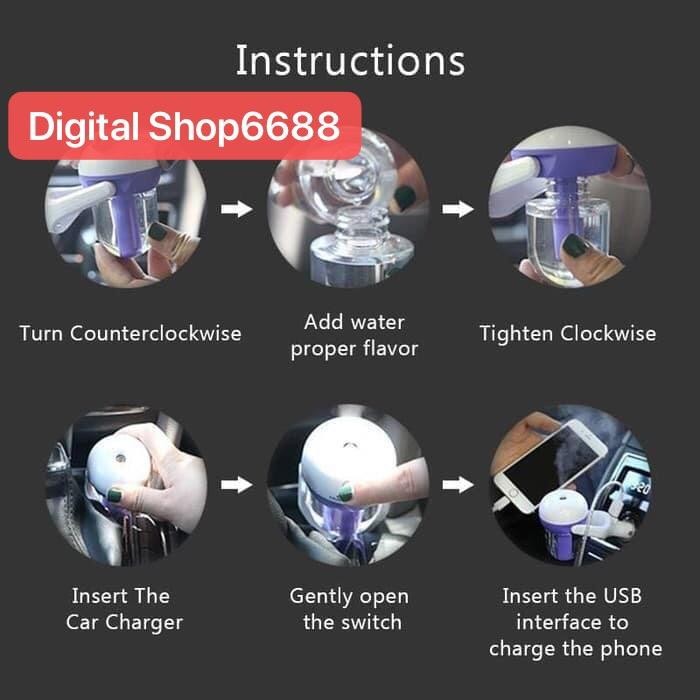 Pelembab Kabin Mobil Car Humidifier Car Aroma Diffuser USB MOBIL