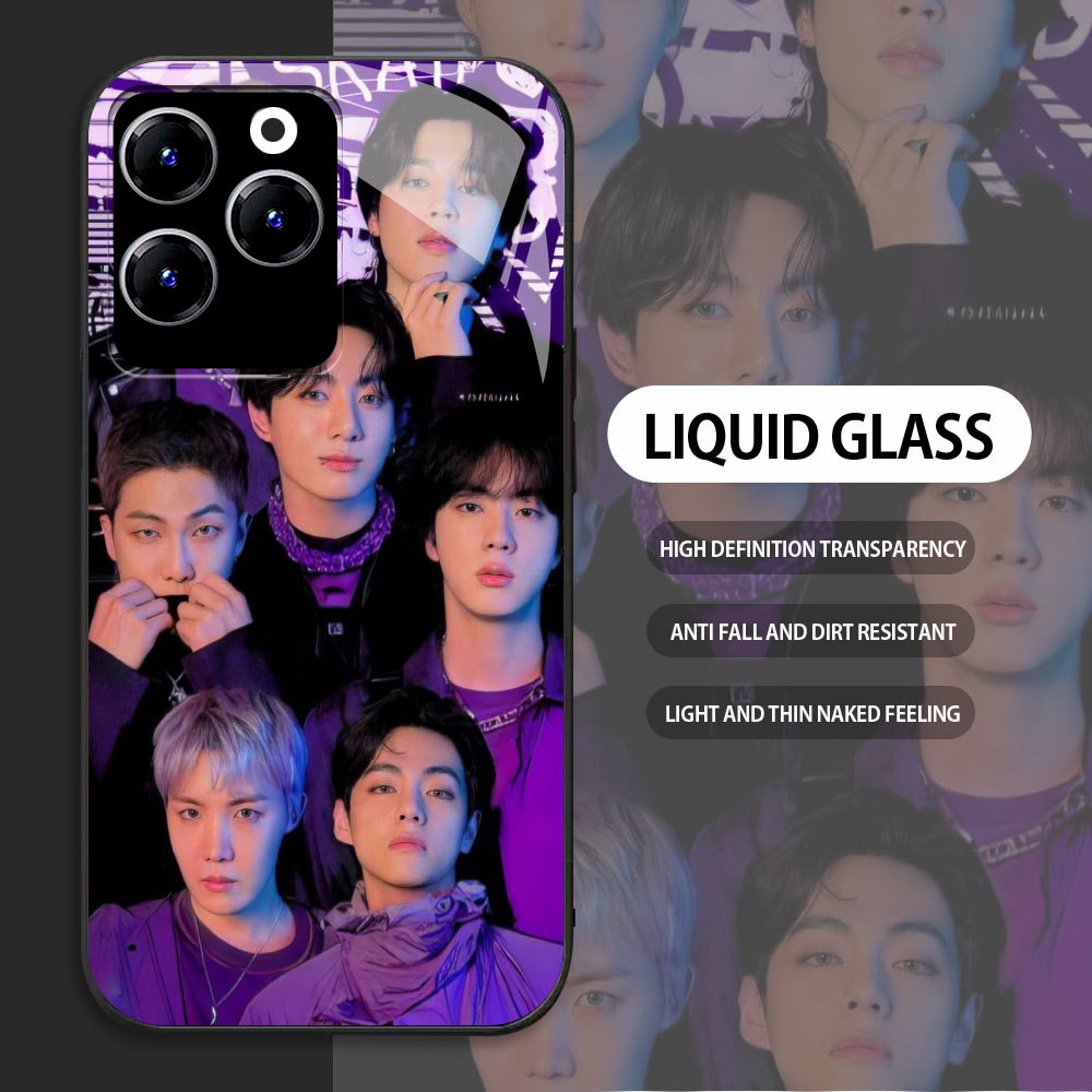 Tempered Glass case For Infinix Hot 9 10 11 PLAY 30i 40 X669 SPARK 20 Pro kasing Handphone  BTS Bang