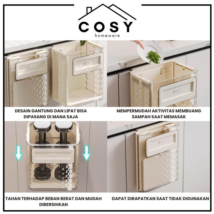 COSY Tempat Sampah Dapur Gantung / Tempat Sampah Dapur Lipat Portable / Kotak Tempat Sampah Kamar