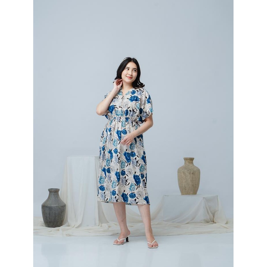 Daster Manohara Karet Panjang LD 120 Jumbo Dress Bali Busui Bumil Kancing Motif Wanita Cantik Santai