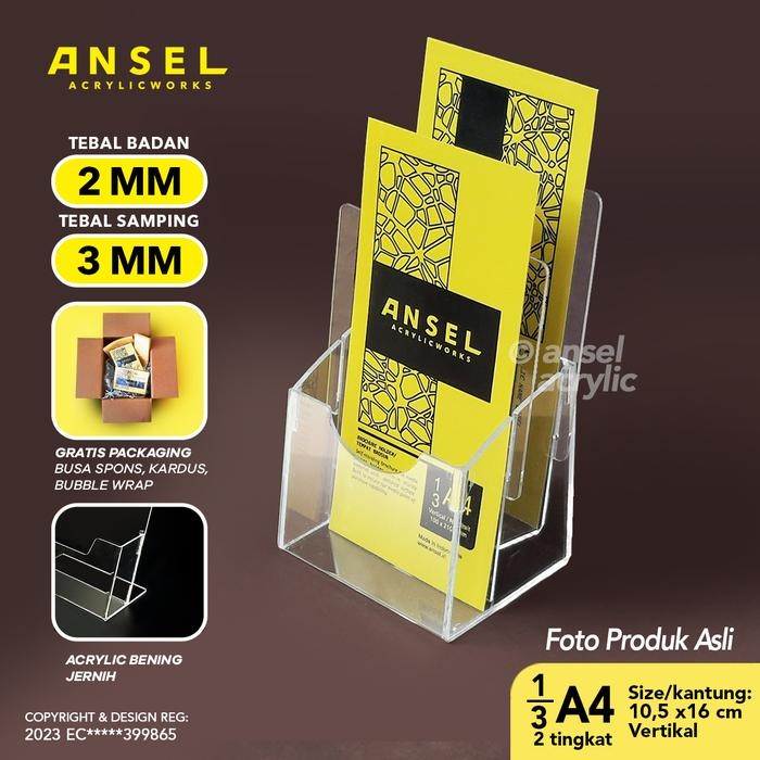 

DISKON ANSEL Tempat Brosur Akrilik 2 Tingkat [ 1/3 A4 - A6 ] Tipe E 2 Susun READY STOCK
