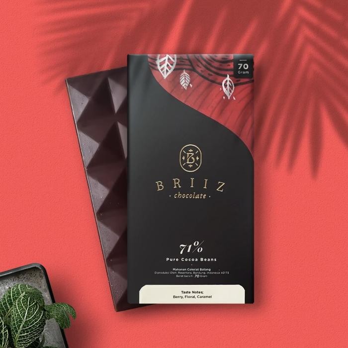 

Briiz Chocolate Premium Healthy Vegan - Dark Chocolate Coverture Bar 71% Coklat
