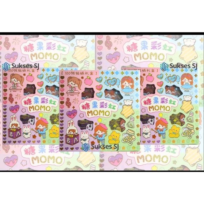 1pack=100lembar STICKER MOMO STICKER DIY FANCY *