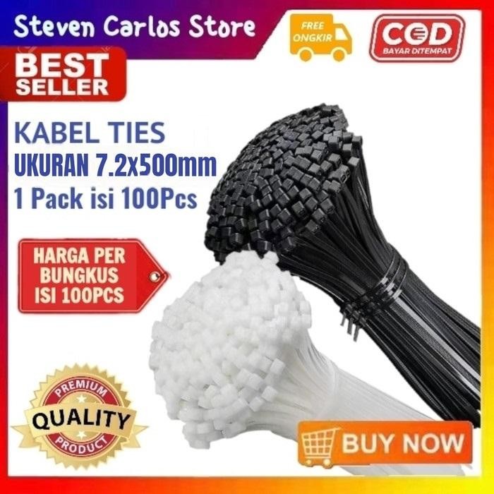 

TERMURAH 7,2x500mm Kabel Ties Kabel Tie Cable Tie Cable Ties Pengikat Kabel READY STOCK