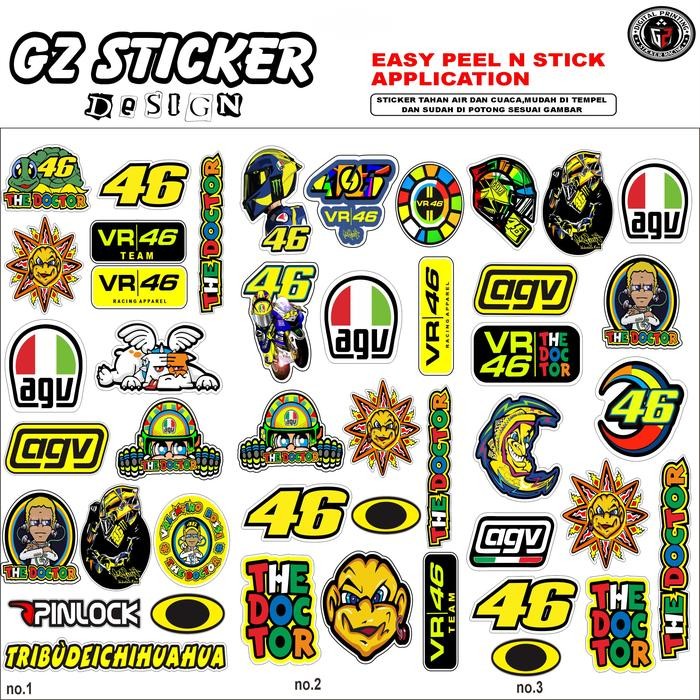 

Stiker Pack Sponsor Sign VR46 ROSSI CUTING / Sticker VALENTINO ROSSI HOLOGRAM GZ