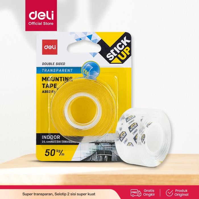 

Deli double sided tape, dua sisi transparan (1 roll / kartu) EA35201