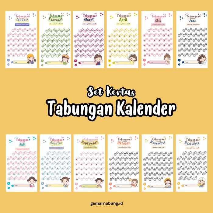 

Set Kertas Tabungan Kalender Tebal 260 gsm, Saving Challange Isi Binder A6