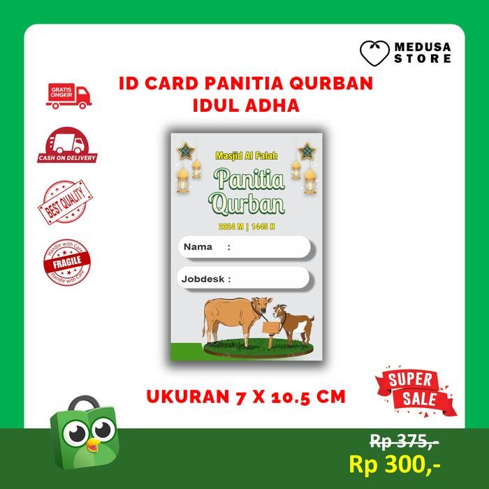 

Name Tag/ Id Card Panitia Qurban/ Idul Adha - Bisa Custom Nama Masjid. Lembaga, Yayasan & Organisasi