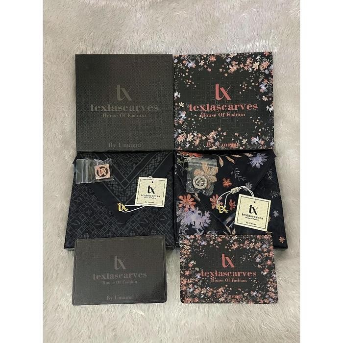 (Allthebest) TexlaScarves Motif By UmamaScarf - Paket Bundling 2 Box FREE BROSS