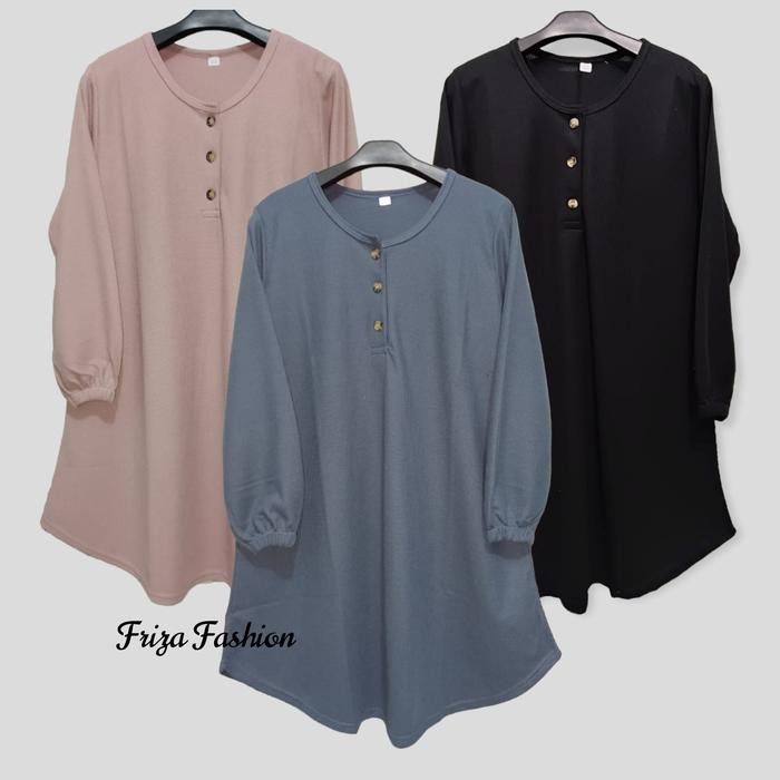 (Allthebest) TUNIK KAOS POLOS WANITA BUSUI KANCING DEPAN