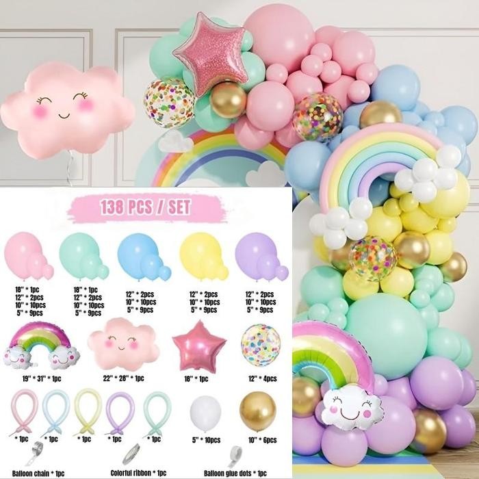 

Terlaris Kit Lengkungan Balon Macaron Pastel Awan Pelangi Bintang Merah Muda Foil untuk Pesta Ulang