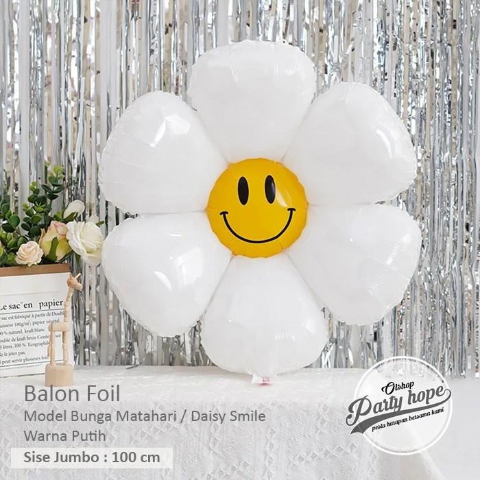 

Terlaris isi 50 Balon Foil Bunga daisy putih jumbo / Balon matahari krisan SALE