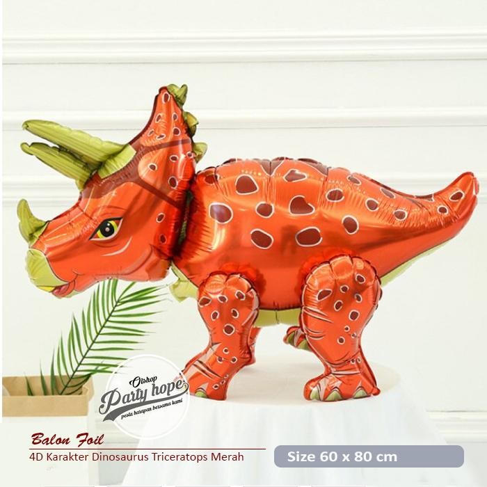 

Terlaris Balon Foil 4D Dinosaurus Triceratops Merah balon Dino Jurassic Park 4D SALE
