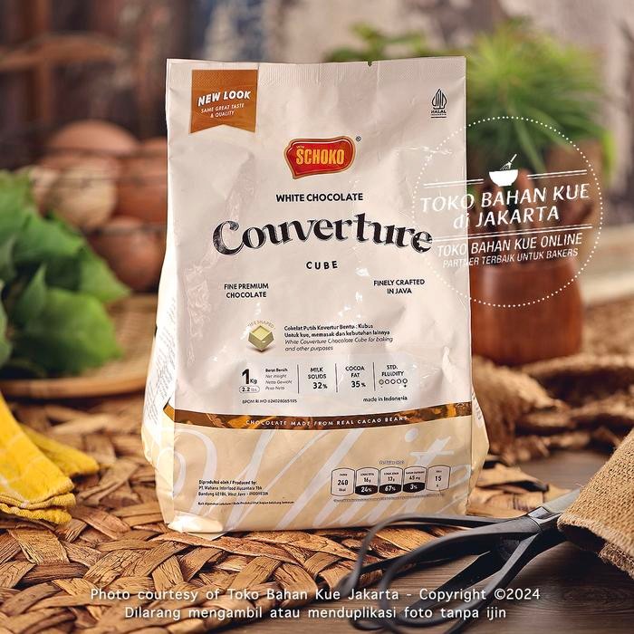 

Lecy.store2 Schoko White CUBE Couverture 1kg ASLI Chocolate Baking Warna Putih Susu Brownies Cokelat