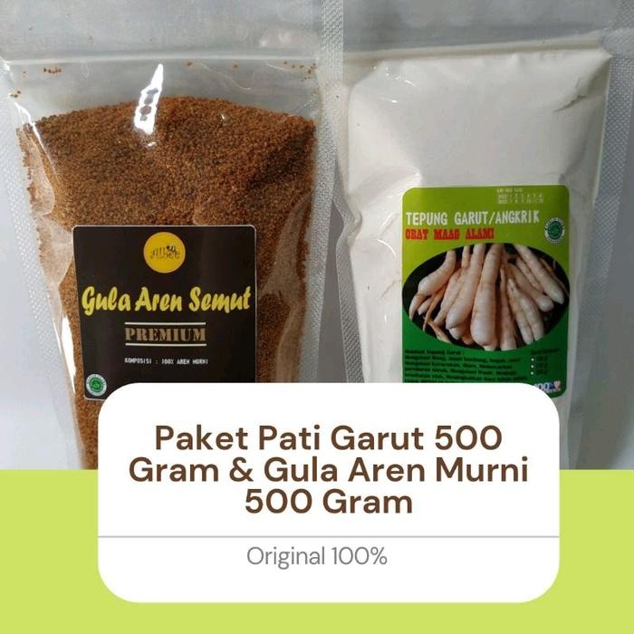 

Vanilla.storee PAKET TEPUNG GARUT DAN GULA AREN 500/500 GRAM MURNI 100%