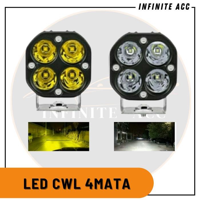 Lampu Tembak Mb4 Led Cree Cwl 40Watt 4 Mata Putih Kuning Mobil Motor