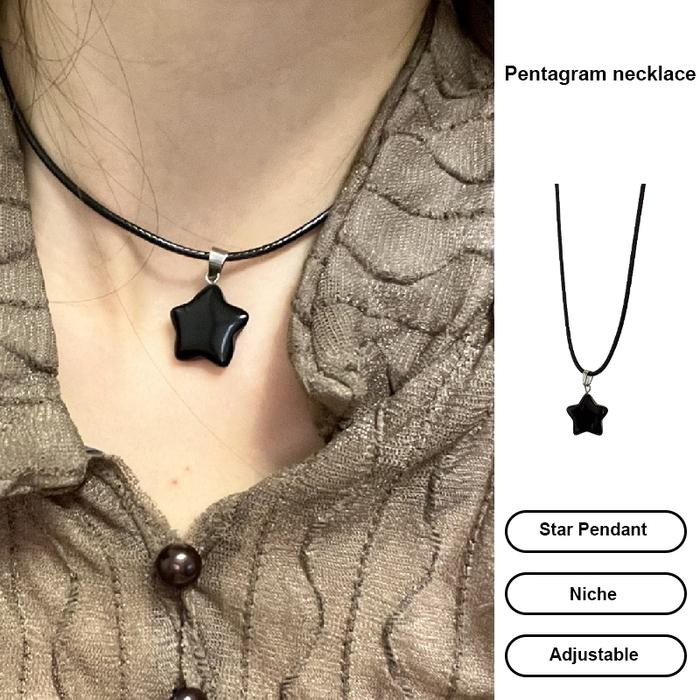 zhamusKalung Pentagram Batu Alam Kalung Liontin Sederhana Kalung Wanita Serbaguna *
