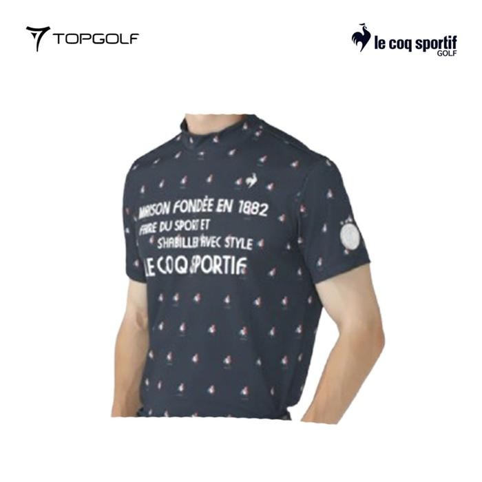 atasan pria golf Le Coq Polo M Qgmxja21 Rooster Art Pttrn Mock Neck Nv