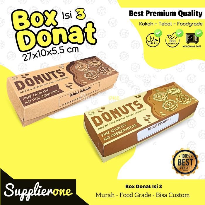 Box Donat Isi 3 Motif isi 25/ Dus Donat / Kemasan Donat / Dus Bandeng / Dus Bomboloni / Donat isi 3