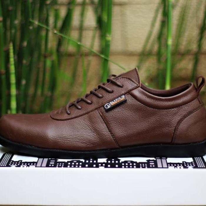 Sepatu Gladio Bareto Brown Original Pantofel Pria Casual Formal Kerja Shoes