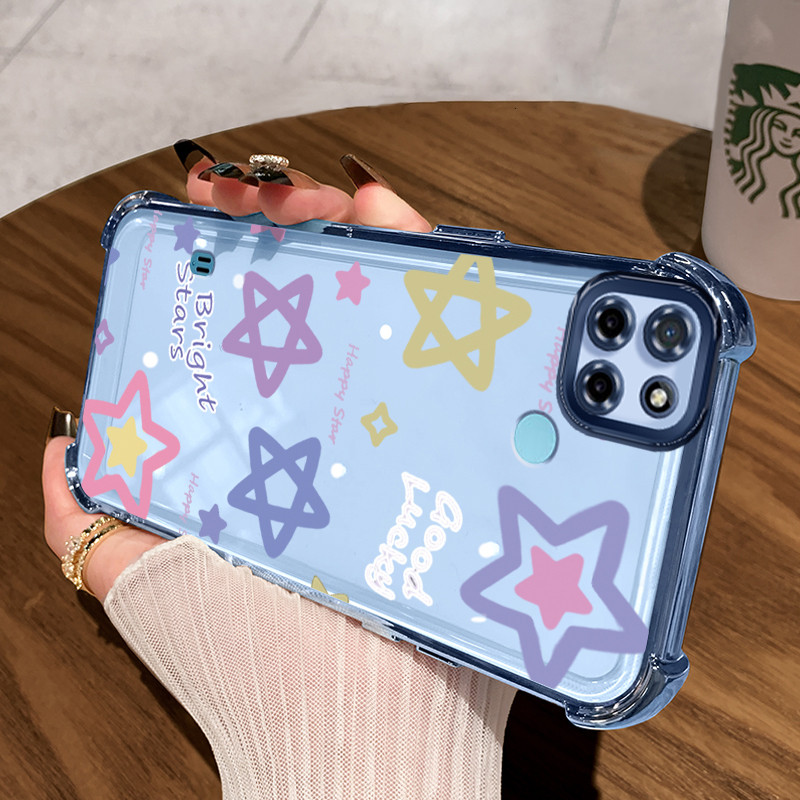 Casing Hp untuk Realme C21Y Realme C25Y C21 C15 Case Cesing pelindung Silikon HP bintang Warna Macar