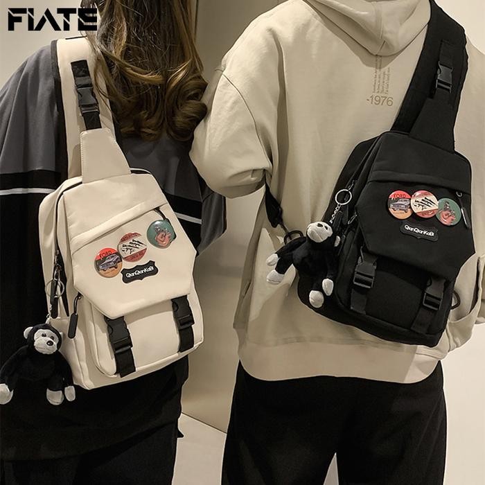 

LE520 FLATE Shoulder Bag Pria - Tas Selempang Pria/Wanita - Tas Slingbag Casual Hitam NEW