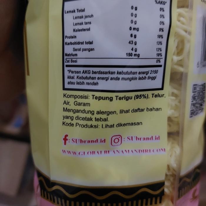 

1 Dus Isi 12 Bungkus Mie Bulat / Keriting / Mi Telur Kuning Su Brand Egg Noodle 450 Gram