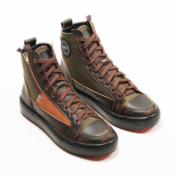 Sepatu Sneakers Kulit Pria Exodos57 Samsara Pull Up Brown