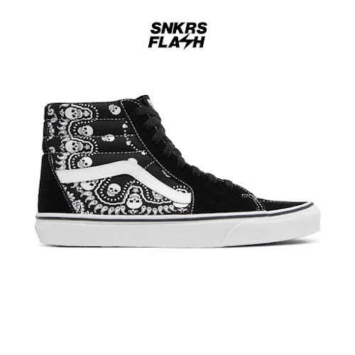 VANS SK8-HI BANDANA BLACK WHITE Sepatu Sneakers Unisex - VN0A32QGD9S - Size 36