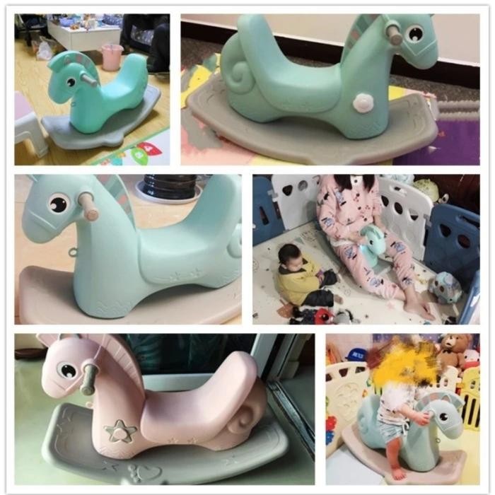 Mainan Anak Kuda Kudaan Kuda Jungkat-Jungkit Hijau - Bahan Plastik Aman Untuk Bayi & Balita - Cocok