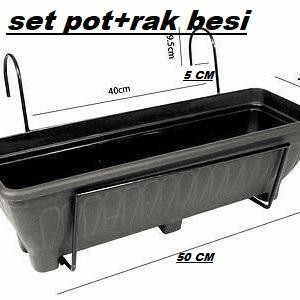 Gantungan Pot Kotak Panjang Tempel Pagar/Rak Balkon Besi/Rak Pagar/Standing Pot Besi/Rak Pot