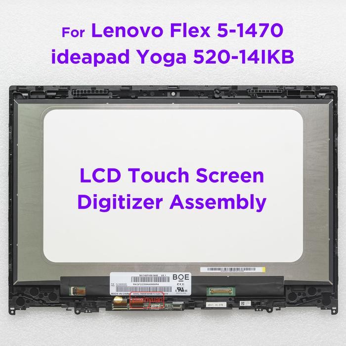 Layar Sentuh Led Touch Lcd Lenovo Yoga 520 14 Yoga520 (14) 520-14 520-14Ikb Flex5 Flex-5 Flex 5 14
